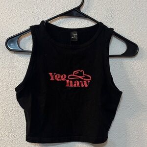 SHEIN Black and Red Yee Haw Crop Top